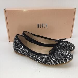 Bloch Helia Girls Sparkle Ballet Flats Shoe US 13 EU32 Silver Black Leather Sole
